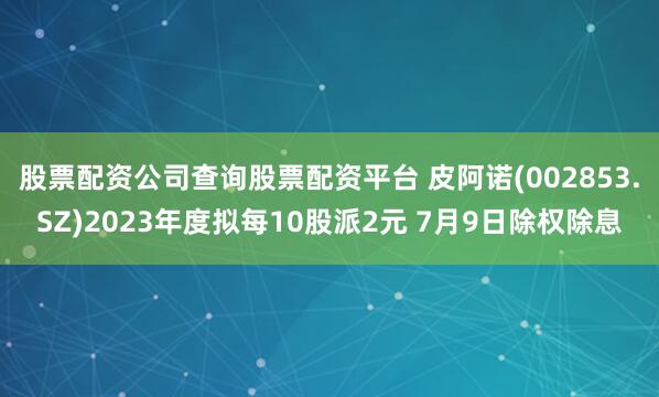 股票配资公司查询股票配资平台 皮阿诺(002853.SZ)2023年度拟每10股派2元 7月9日除权除息